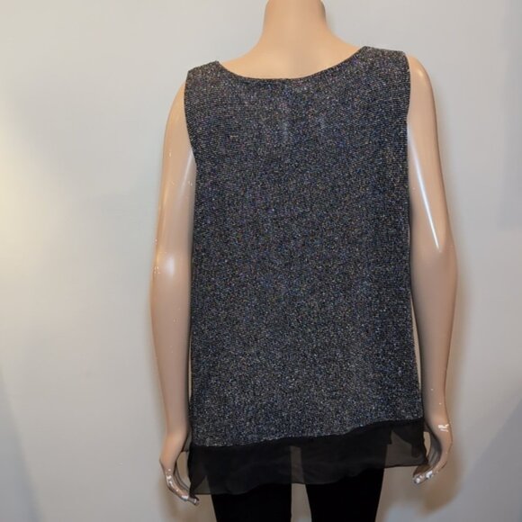 NORTHERN REFLECTIONS Metallic Knit Sleeveless Top Grey Black Size XL - Picture 6 of 11